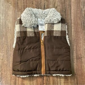 Toddler Brown Buffalo Check Sherpa Vest